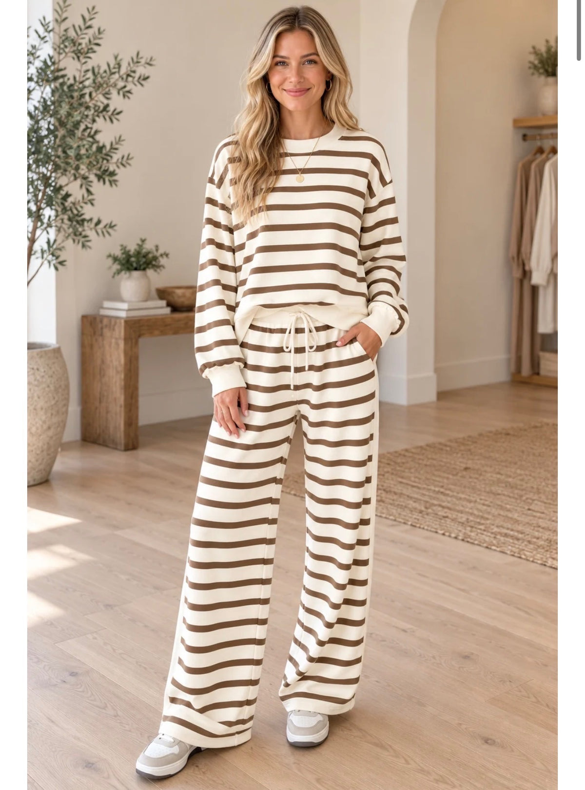 Khaki Drawstring Pants Set