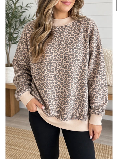 LEOPARD RIBBED SWEATSHIRT