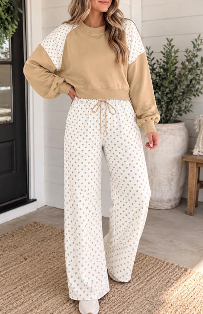khaki Polka Dot Set